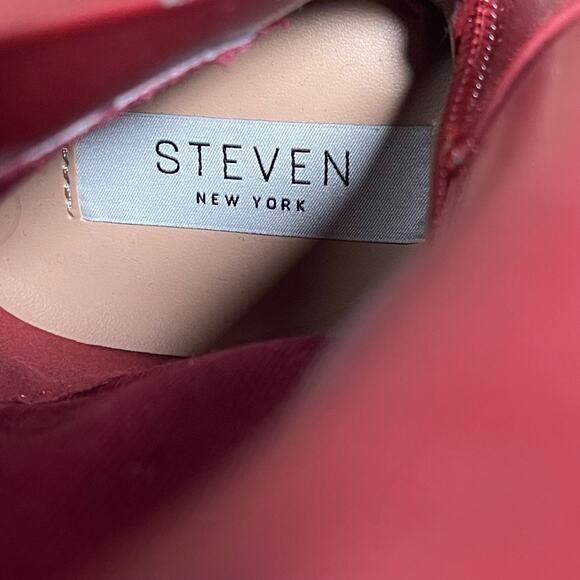 Steven New York Women's Britt Knee High Western Boots Size 8.5 Red Faux Leather - Picture 15 of 16